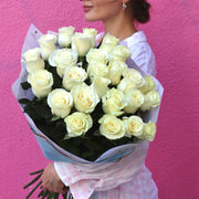 White Roses - Los Angeles Florist - Pink Clover